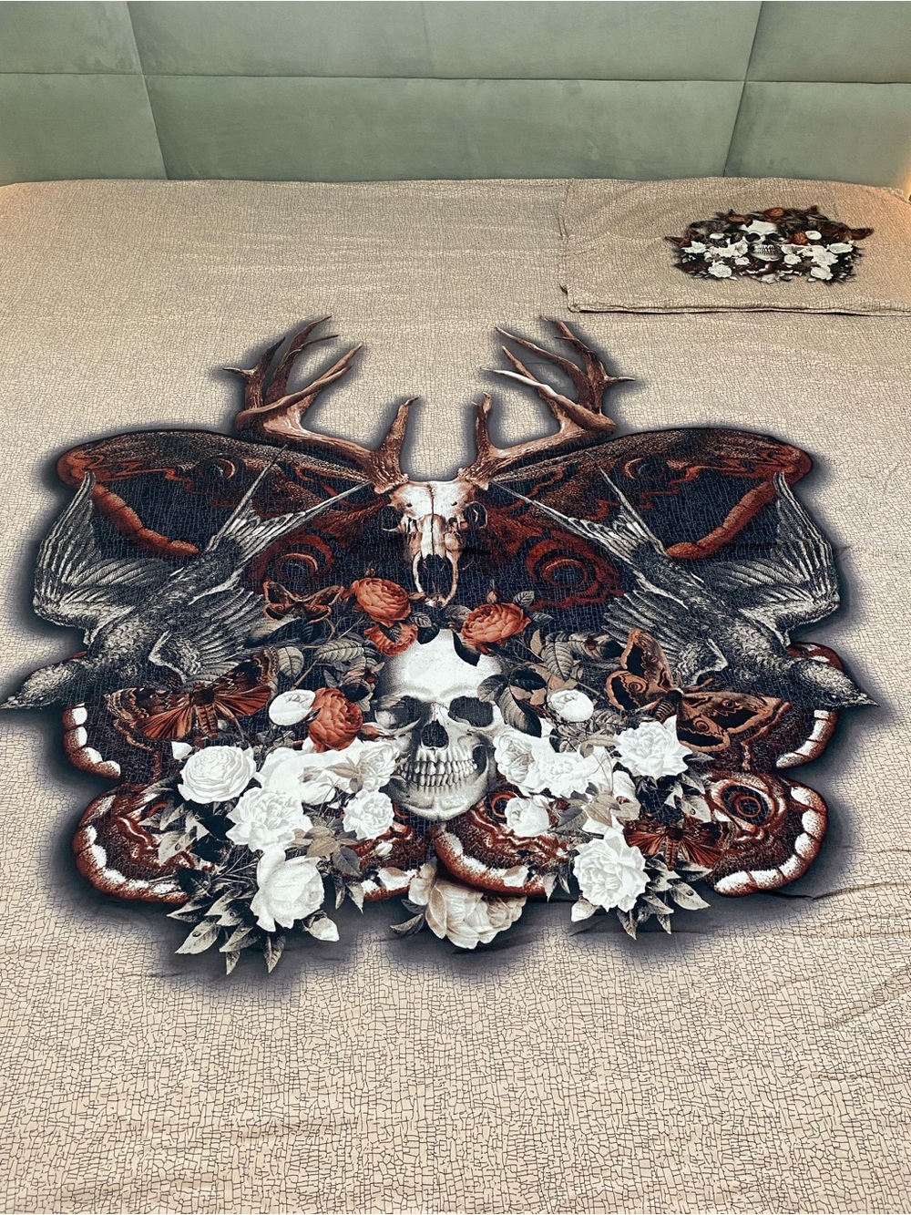 Bohemian Skull & Antler duvet cover in Brown, White and Black